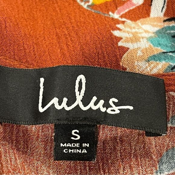 Lulu's burnt Orange wrap Sundress with short Sleeves size small - Picture 10 of 14